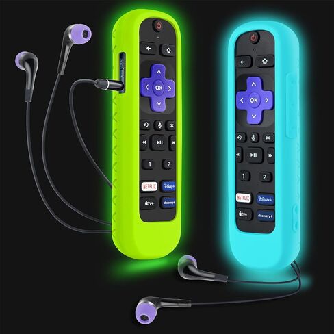حافظة مكونة من قطعتين لجهاز التحكم عن بعد لسماعة الرأس Roku، غطاء بطارية لجهاز التحكم عن بعد Roku Voice Pro، تحكم قابل لإعادة الشحن مع مقبس سماعة الرأس، غلاف من السيليكون يتوهج في الظلام in Saudi Arabia