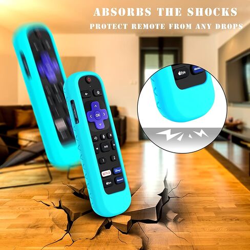حافظة مكونة من قطعتين لجهاز التحكم عن بعد لسماعة الرأس Roku، غطاء بطارية لجهاز التحكم عن بعد Roku Voice Pro، تحكم قابل لإعادة الشحن مع مقبس سماعة الرأس، غلاف من السيليكون يتوهج في الظلام in Saudi Arabia