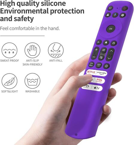 غطاء سيليكون عن بعد لـ TCL RC813 FMB1/RC923 FMB3 حافظة حماية من السيليكون لجهاز التحكم عن بعد TCL RC813 مع حبل (أرجواني) in Kuwait