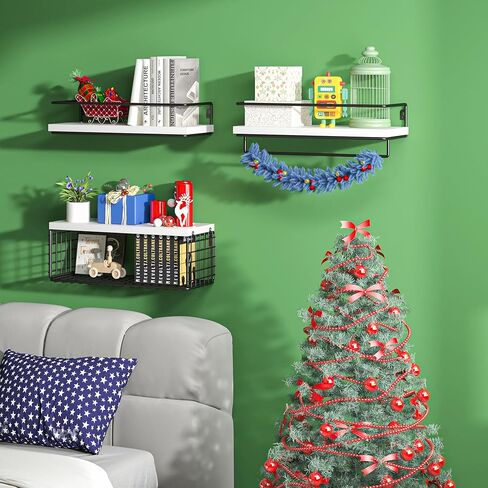 3+1 أرفف حمام مثبتة على الحائط، رف حمام فوق المرحاض مع سلة سلكية وقضيب منشفة، أرفف حائط عائمة للتخزين للحمام والمطبخ وغرفة النوم وغرفة المعيشة والمكتب، بني داكن in Kuwait