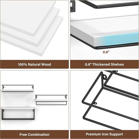 3+1 أرفف حمام مثبتة على الحائط، رف حمام فوق المرحاض مع سلة سلكية وقضيب منشفة، أرفف حائط عائمة للتخزين للحمام والمطبخ وغرفة النوم وغرفة المعيشة والمكتب، بني داكن in Kuwait