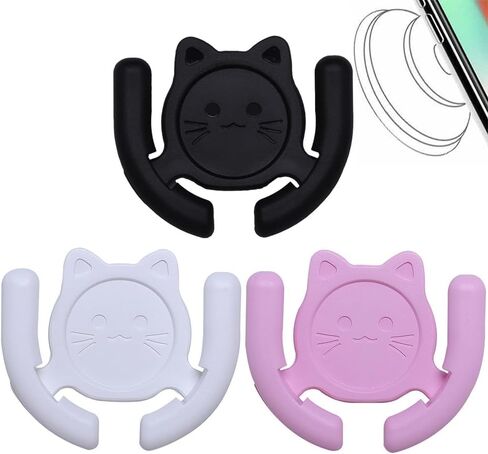حامل متعدد الأسطح للسيارة مكون من 3 قطع متوافق مع حامل قبضة Popsocket لجهاز تثبيت مقبس البوب ​​ملحقات دعم مكتب المنزل والمكتب جدار جبل لطيف القط لوحة لاصقة قوية (أسود) in Saudi Arabia