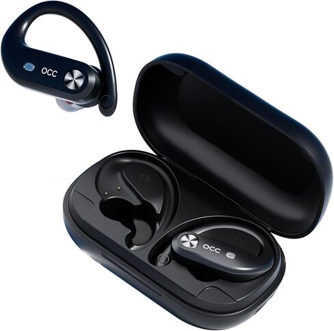 Bluetooth Headphones Ear Buds 180Hrs Playback Wireless Earbuds 4-Mic HD Call LED Display Charging Case IPX7 Waterproof Sport Bluetooth 5.3 Earphones with Earhooks for iOS Andriod Phone Laptop Black in Kuwait