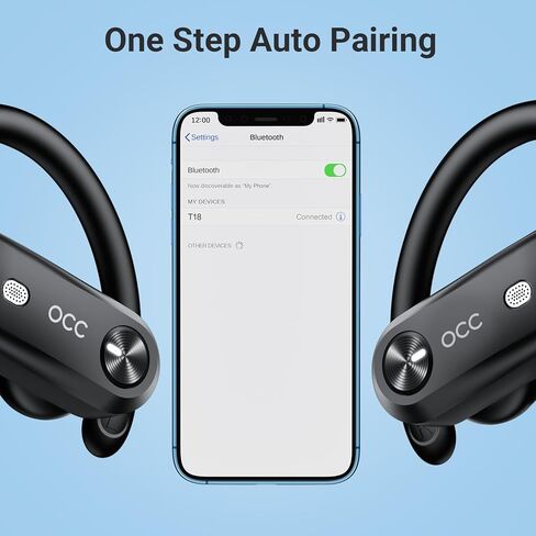 Bluetooth Headphones Ear Buds 180Hrs Playback Wireless Earbuds 4-Mic HD Call LED Display Charging Case IPX7 Waterproof Sport Bluetooth 5.3 Earphones with Earhooks for iOS Andriod Phone Laptop Black in Kuwait