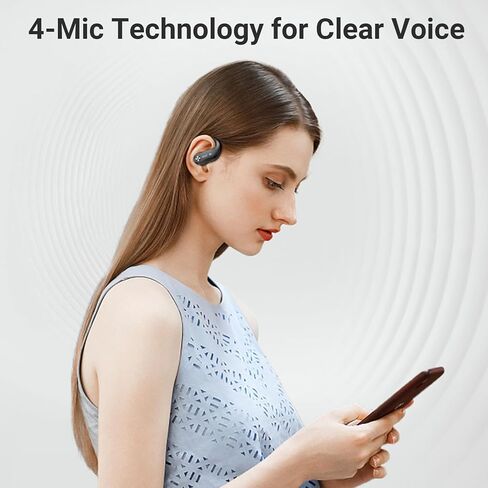 Bluetooth Headphones Ear Buds 180Hrs Playback Wireless Earbuds 4-Mic HD Call LED Display Charging Case IPX7 Waterproof Sport Bluetooth 5.3 Earphones with Earhooks for iOS Andriod Phone Laptop Black in Kuwait