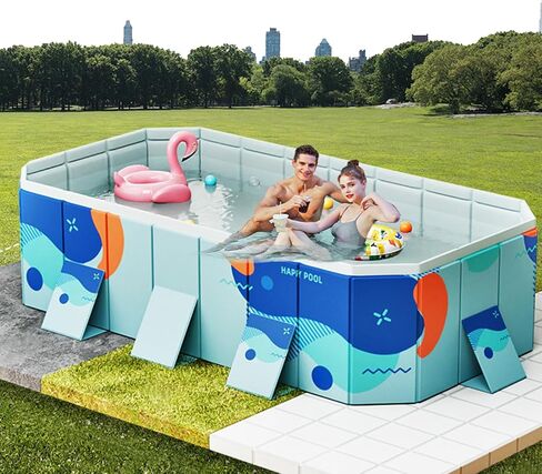 Non-Inflatable Kiddie Pool, Plastic Foldable Dog Swimming Pool Outdoor Backyard for Fun Water Play - Perfect for Kids and Adults, 116" L x 65" W x 21.7" H in Saudi Arabia