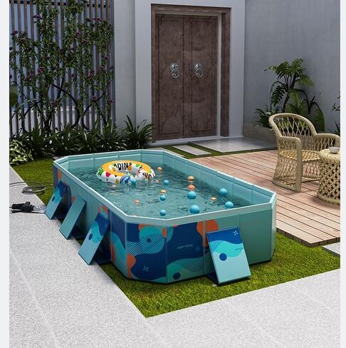 Non-Inflatable Kiddie Pool, Plastic Foldable Dog Swimming Pool Outdoor Backyard for Fun Water Play - Perfect for Kids and Adults, 116" L x 65" W x 21.7" H in Saudi Arabia