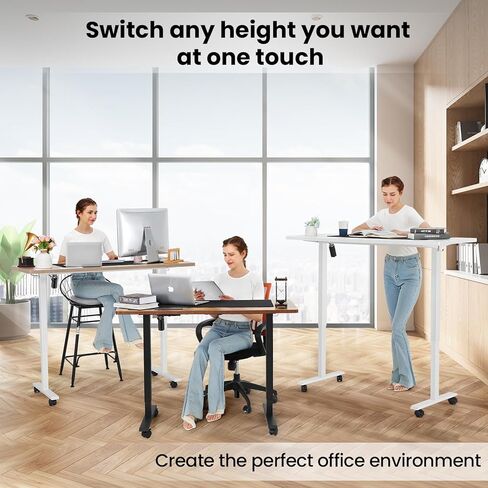 مكتب كهربائي قائم بارتفاع قابل للتعديل من Farexon، مكتب كمبيوتر مقاس 48 × 24 بوصة مع سطح مكتب منحني هندسيًا، مكتب متعدد الوظائف للمنزل/المكتب (بني) in Kuwait