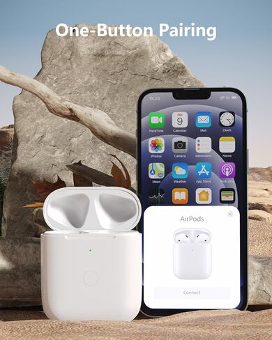 حافظة شحن لاسلكية متوافقة مع AirPods الجيل الأول والثاني، صندوق شحن بلوتوث بديل مع زر مزامنة الاقتران وشحن Lightning in Kuwait