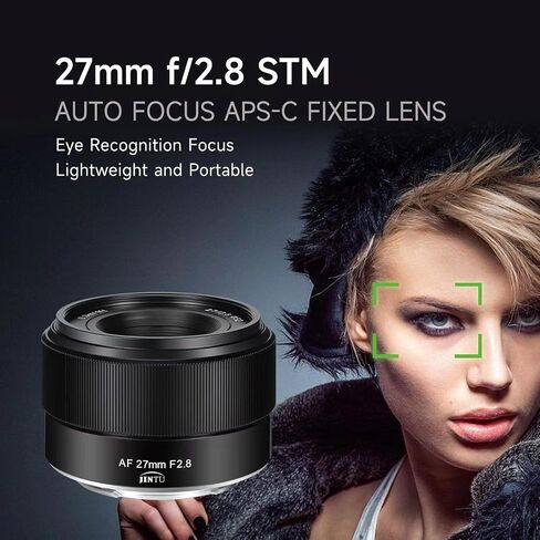 JINTU 27mm F2.8 AF Auto Focus Lens APS-C Lenses for Sony E-Mount Mirrorless Cameras A6700 A6600 a7RIII a7R a7IV a7RIV a7RV A6500 A6400 APS-C Mode A9 A7 Series NEX Series Metal Black in Saudi Arabia