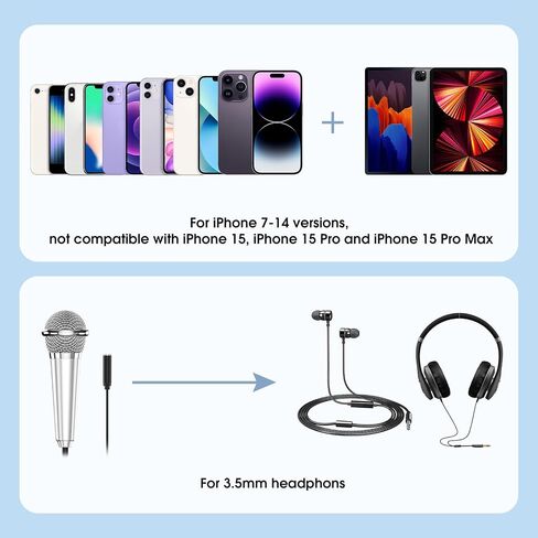 PoP voice 2PCS Mini Microphone for iPhone iPad Small ASMR Tiny Microphone for Video Recording, Singing, Vlogging, YouTube Two Mics Silver and Rose Golden in Saudi Arabia