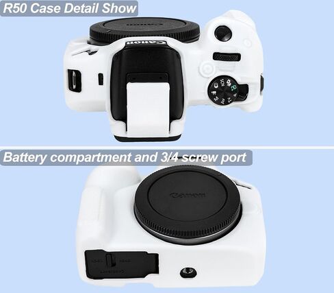 حافظة Pocoukate لكاميرا Canon EOS R50، غطاء حماية من السيليكون الناعم مع ملحقات واقي شاشة EOS R50 لكاميرا Canon EOS R50 بدون مرآة - أبيض in Saudi Arabia