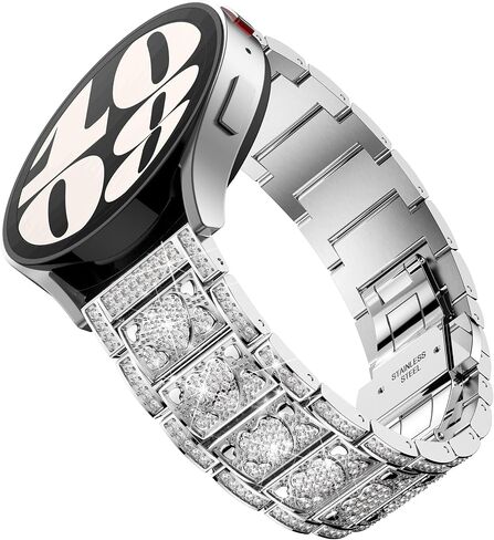 20mm Band Compatible with Galaxy Watch 6/5/4 Band 44mm 40mm Women Bling Diamond Stainless Steel Band for Galaxy Watch 6 Classic 47mm 43mm/4 Classic/Watch 5 Pro/Watch 3 41mm in Saudi Arabia