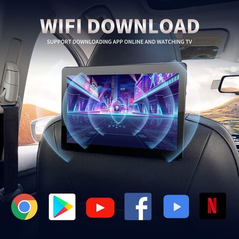 10.1 inch 4G+32G One Android Headrest Video Players with WiFi 5GHz,Sync Screen Tablets Phone Mirror Car Back Seat TV Monitors, IPS Touch Screen Play Movies in Saudi Arabia