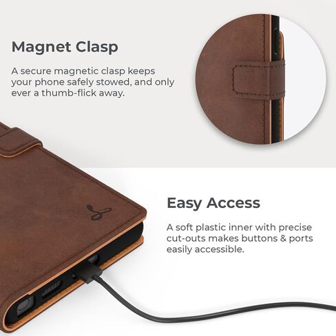 Snakehive Samsung Galaxy S22 Ultra Leather Case | Genuine Leather Wallet Phone Case with Card Holder | Flip Folio Case/Cover with Stand | Compatible with Samsung Galaxy S22 Ultra | (Brown) in Kuwait