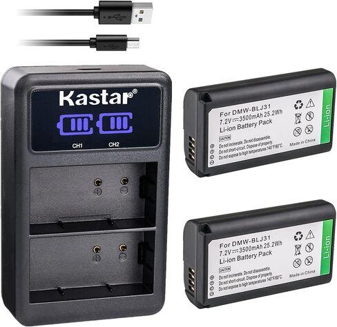 Kastar 2-Pack Battery and LED2 USB Charger Compatible with Panasonic DMW-BLJ31, DMW-BLJ31e Battery, Panasonic LUMIX S1, LUMIX S1R, LUMIX S1H, DMW-BGS1R, LUMIX S Series Full-Frame Mirrorless Cameras in Saudi Arabia