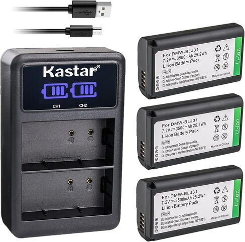 Kastar 2-Pack Battery and LED2 USB Charger Compatible with Panasonic DMW-BLJ31, DMW-BLJ31e Battery, Panasonic LUMIX S1, LUMIX S1R, LUMIX S1H, DMW-BGS1R, LUMIX S Series Full-Frame Mirrorless Cameras in Saudi Arabia
