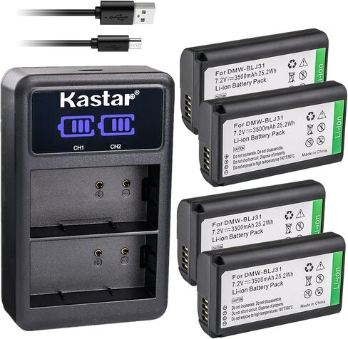 Kastar 2-Pack Battery and LED2 USB Charger Compatible with Panasonic DMW-BLJ31, DMW-BLJ31e Battery, Panasonic LUMIX S1, LUMIX S1R, LUMIX S1H, DMW-BGS1R, LUMIX S Series Full-Frame Mirrorless Cameras in Saudi Arabia