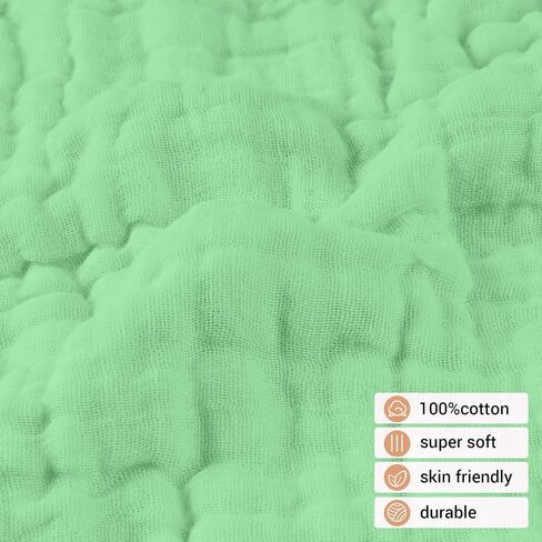 فيفيلاند بيبي موسلين مناشف 12 قطعة لبشرة الطفل الحساسة، منشفة حمام قطنية مكونة من 6 طبقات، مناديل ناعمة لوجه الأطفال حديثي الولادة، هدية رائعة للاستحمام، 12 × 12 بوصة in Kuwait