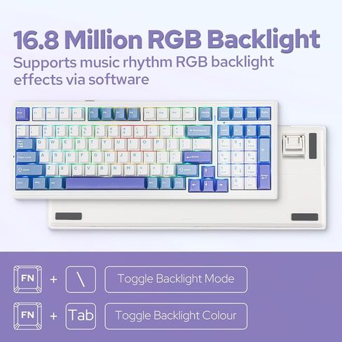 EPOMAKER x Aula F99 Wireless Mechanical Keyboard, Hot Swappable Gasket Custom Gaming Keyboard with Five-Layer Padding, Bluetooth/2.4GHz/USB-C, 8000mAh Battery (White Grey, Graywood V3 Switch) in Kuwait