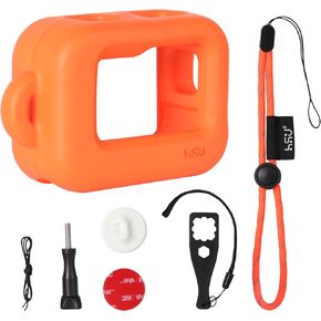HSU Floaty Case for Insta360 Ace Pro and Insta360 Ace, Floating Case with Long Screw and Adhesive Anchors for Snorkeling, Surfing, Wakeboarding, Insta 360 Ace Pro Accessories