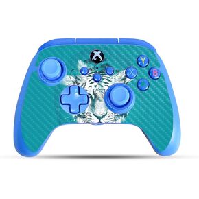 Carbon Fiber Gaming Skin Compatible with PowerA Xbox Series X|S Enhanced Wired Controller - White Tiger - Premium 3M Vinyl Protective Wrap Decal Cover | Crafted in The USA by MightySkins