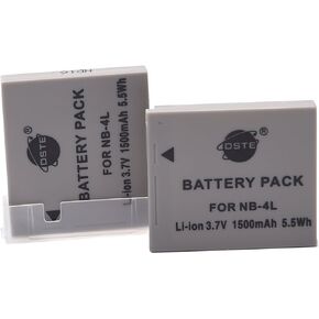 DSTE 2PCS NB-4L NB-4LH Battery Compatible with Canon PowerShot SD40 SD30 SD200 SD300 SD400 SD430 SD450 SD600 SD630 SD750 SD780 SD940 SD960 SD1000 SD1100 SD1400 TX1 ELPH 100 300 310 331 VIXIA mini