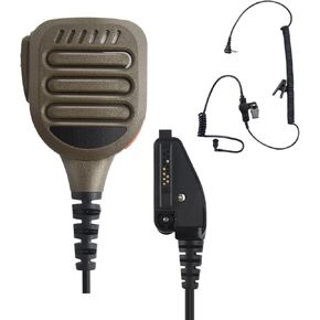 IP65 Waterproof Tan Dark Coffee Color Lapel Mic 8 Pin Shoulder Microphone and 3.5mm Earpiece Compatible with Kenwood Nexedge nx200 nx300 nx5200 nx5300 nx 3220 5300 tk2180
