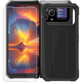 for Blackview BL8000 Case, with [ 1 x Screen Protector Tempered Glass Film], Black Soft Silicone Cover Shockproof Bumper Protection Case for Blackview BL8000 (6.78") - Black