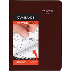مخطط كتاب المواعيد AT-A-GLANCE 2025، أسبوعيًا، 8 بوصة × 11 بوصة، كبير، ربع ساعة، DayMinder، أسود (G5200025)