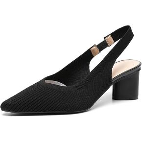 المرأة محبوكة أشار تو Slingback مضخات الأزياء شريط مرن عارية الذراعين كعب منخفض مكتنزة الراحة اللباس الصنادل عارضة الانزلاق على حزب أحذية العمل الرسمية in Saudi Arabia
