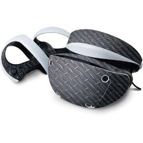 MightySkins Carbon Fiber Skin Compatible with Sony Playstation VR2 - Black Diamond Plate | Protective, Durable Textured Carbon Fiber Finish | Easy to Apply | Made in The USA