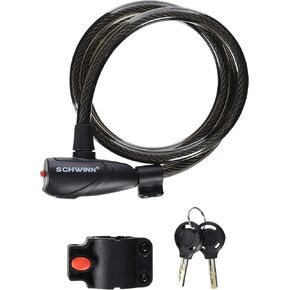 Schwinn 6 Foot x 10 mm Cable Lock with Keys, Black
