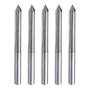 HARFINGTON 5pcs CNC V Bit 60 Degree 1/8" Shank 0.1mm Tip Engraving V Bits Carbide Chamfer End Mill with 2 Straight Flutes CNC Wood Carving Bit Tool for Wood Plywood Acrylic MDF Lettering