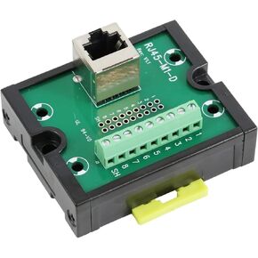 RJ45 8P8C DIN Rail Mount Ethernet Connector Distribution Breakout Board, 1Way RJ45 Vertical Jack Terminal Block Connector