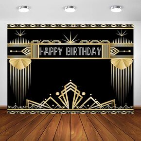 Avezano 7x5ft Great Gatsby Theme Birthday Party Backdrop Roaring 20s Retro 1920s Photo Booth Backdrop for Adults Birthday Party Decorations The Great Gatsby Theme Bday Parties Photoshoot Background