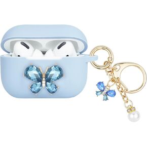 Wonhibo for Airpods Pro Case, Cute Butterfly Designer Cover for Airpod Pro 2019 with Keychain for Women Girls (Black)