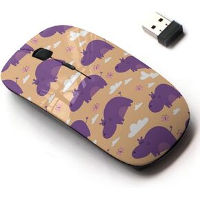 2.4G Wireless Mouse with Cute Pattern Design for All Laptops and Desktops with Nano Receiver - Hippo