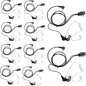 WODASEN 10 Packs 2 Pin Walkie Talkie Earpiece Acoustic Tube Ear Piece with VOX PTT/Mic for CP100 CP100D CP185 CP200 CP200D CLS1110 CLS1410 RDM2070D RDU4160D RDV5100 BRP40 Radio