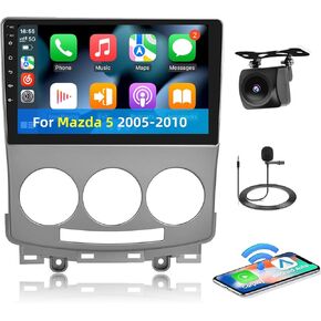 Android 4G+64G Car Radio for Mazda 5 2005-2010 - 9 Inch HD Touch Screen Stereo with Wireless Carplay & Android Auto - 32 EQ/WiFi/GPS/SWC/Split Screen + AHD Rear View Camera