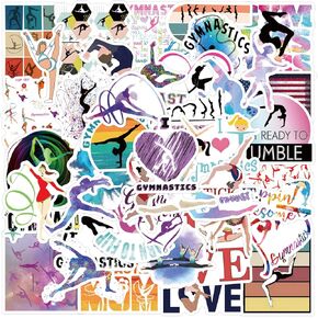 Cute Gymnastics Stickers for Girls Teens Adults, 55PCS Vinyl Waterproof Decals Kawaii Sport Stickers for Water Bottles Laptop Luggage Scrapbook Phone Journaling