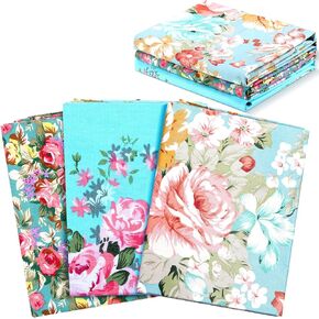 3 Pieces 3 Yards 62 Inch Wide Vintage Floral Cotton Fabric Rose Pattern Flowers Print Quilting Fabric Bundle for Valentine's Day Quilting Sewing Crafting DIY Making