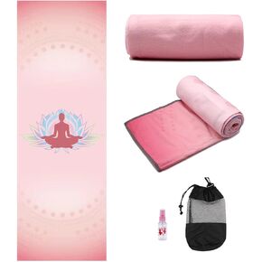 Eunzel Yoga Towel,Hot Yoga Mat Towel - Sweat Absorbent Non-Slip Printed Yoga Towel with Grip Dots for Hot Yoga, Pilates and Workout