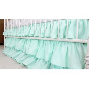 Solid 3 Tiered Ruffled Crib Skirt - Fits Standard Cribs (Mint) in Kuwait