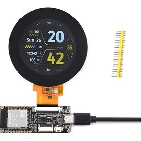 ESP32-S3 RGB LCD Driver Board with 2.1inch TFT Round Display 480×480 Pixels, ESP32-S3-WROOM-1-N8R8 Module 32-bit 240MHz LX7 Dual-Core Processor, 8MB PSRAM and Flash, Support W-i-F-i & Blue Too-th