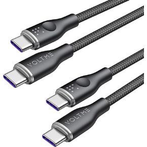 VOLTME USB C Cable (6ft 100W, 2-Pack), Premium Nylon USB C to USB C Cable 2.0, Type C Charging Cable Fast Charge for MacBook Pro 2020, iPad Pro 2021, Galaxy S22, Pixel, Switch and More-Green