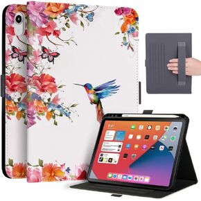 Case for 10.9 Inch iPad 10th Gen with Pencil Holder, Smart Cover with Hand Strap, Foldable Stand, Cases for iPad 10 2022 Release, Hummingbird