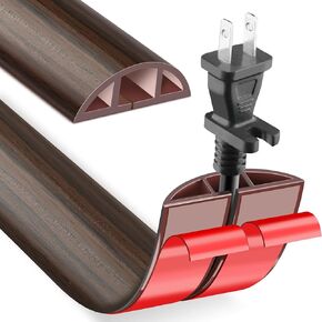Floor Cord Cover Cable Cavity Self Adhesive Cord Hider Floor, Floor Electric Cord Covers, for Living Rooms, Rooms, Offices Floor Cable Cover - Cord Protector (Yellow Wood, 1.18" x 10')