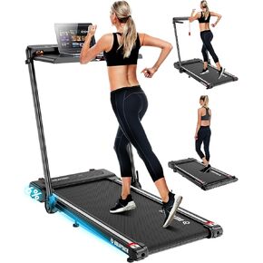 Under Desk Treadmill with Incline 3 in 1 Mini Walking Pad 300+ lb Weight Capacity Folding Treadmills for Home Small Foldable with Removable Desk and Handle Portable Treadmill for Office Compact Spaces