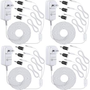 Sumind 4 Pack AC DC Power Adapter Compatible with Department 56 Village Accessories, 3V Power Cord, 3 Black Selectable Plugs for Christmas Halloween Village House Lantern Street Lamp Accessories